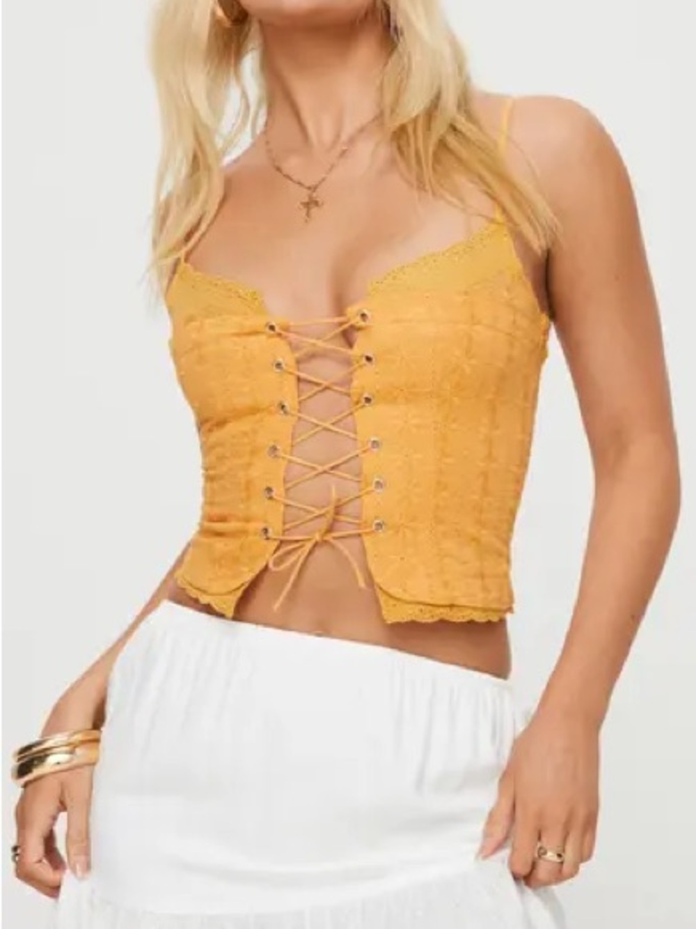 Princess Polly Amitri Cotton Lace-Up Bustier Top